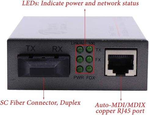 Fast Ethernet Fiber SC to Copper Media Converter Single Mode Duplex Optic to RJ45 Transceiver 40Km in Saudi Arabia