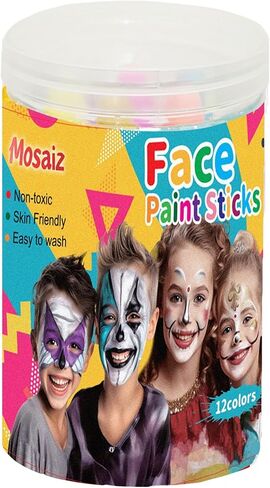 مجموعة طلاء الوجه للأطفال من موسايز، مجموعة طلاء الوجه المائي، 24 لونًا، عصي طلاء قابلة للدوران وقابلة للغسل للمهرجانات وأعياد الميلاد والهالوين، ومستحضرات تجميل وطلاء الجسم للبالغين in Kuwait