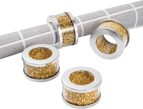 Silver Diamond Glass Napkin Holder Stainless Steel Framed Crystal Silver Napkin Rings Set of 4 Pieces, Serviette Buckles Cloth Holder Bling Crushed Diamond Table Settings Home Decor in Saudi Arabia