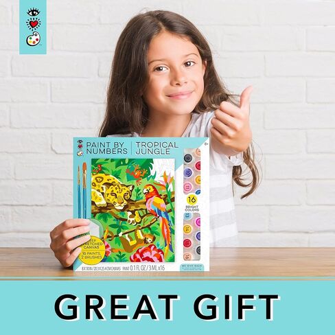 Bright Stripes iHeartArt Paint by Numbers for Kids Ages 8-12, Kids Paint Kit, Childrens Painting Crafts Creativity Set Includes Canvas, 16 Paints, 2 Paint Brushes, Moonlit Unicorn in Kuwait