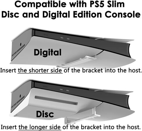 MYPUQIAO Transparent Horizontal Acrylic Stand for PS5 Slim Disc and Digital Edition Console,PS5 Slim Console Game Accessories.(horizontal-L) in Kuwait