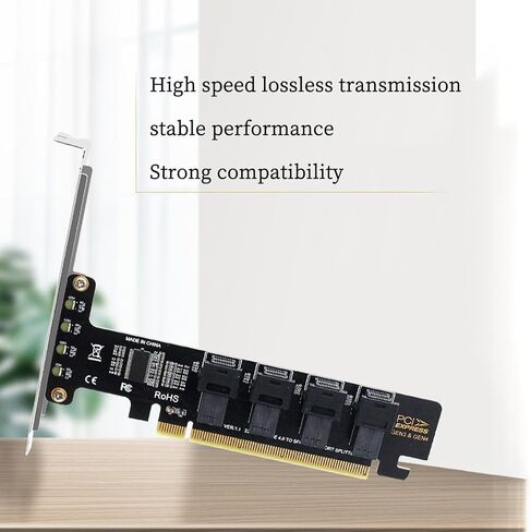 PH49 PCIe4.0 X16 to 4-Port U.2 NVME SFF-8643 SFF-8639 Expansion Card Support X4 X8 X16 Slot Motherboard with PCIE Split Function (Full Height) in Kuwait