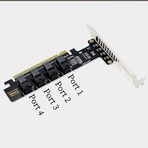 PH49 PCIe4.0 X16 to 4-Port U.2 NVME SFF-8643 SFF-8639 Expansion Card Support X4 X8 X16 Slot Motherboard with PCIE Split Function (Full Height) in Kuwait