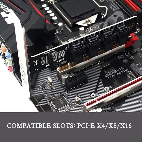 PH49 PCIe4.0 X16 to 4-Port U.2 NVME SFF-8643 SFF-8639 Expansion Card Support X4 X8 X16 Slot Motherboard with PCIE Split Function (Full Height) in Kuwait