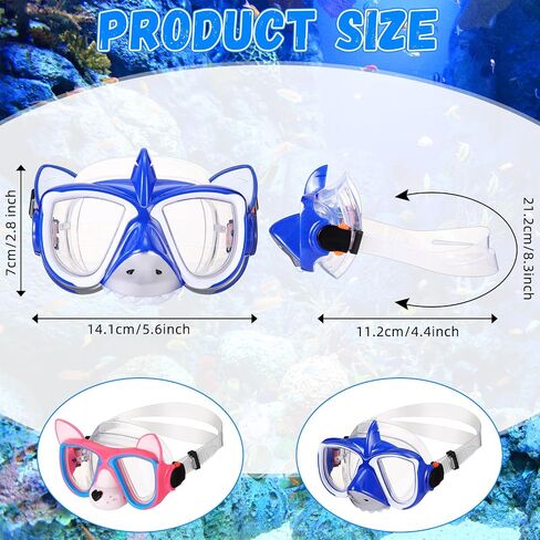 Fabbay 2 Pcs Kids Swim Goggles with Nose Cover Ages 4-7 Funny Dog Snorkel Mask Kids Anti Fog Diving Swimming Goggles No Leaking Clear Waterproof Snorkel Goggles in Saudi Arabia