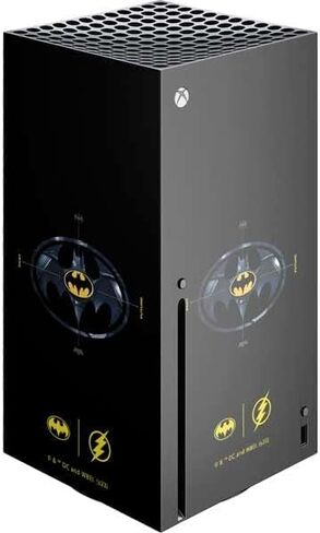 Skinit Decal Gaming Skin Compatible with Xbox Series X Console - Officially Licensed DC Comics The Flash Movie: Batman Multiverse Logos Design in Saudi Arabia