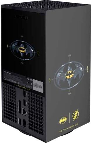 Skinit Decal Gaming Skin Compatible with Xbox Series X Console - Officially Licensed DC Comics The Flash Movie: Batman Multiverse Logos Design in Saudi Arabia