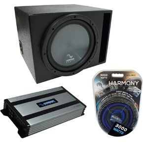 Harmony Audio Universal Car Stereo Rhino Coated Ported 15"-Bundle R154 Sub Box & HA-A800.1