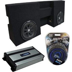 Harmony Audio Compatible with 2005-UP Toyota Tacoma Double Cab Truck Kicker Bundle Comp C10 Dual 10" Sub Box Enclosure & Harmony HA-A800.1 Amp