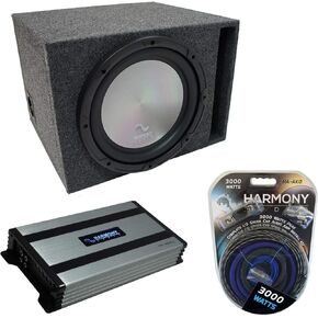 Harmony Audio Universal Car Stereo Vented Port Single 12" Bundle A122 Sub Box & Harmony HA-A800.1