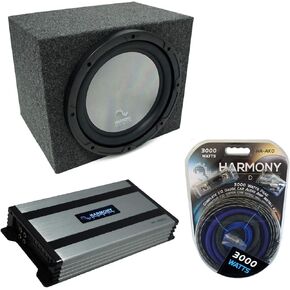 Harmony Audio HA-A152 Subwoofer Single 15" Sub Box Bundle HA-A800.1 Amp Universal Car Stereo Rearfire Sealed