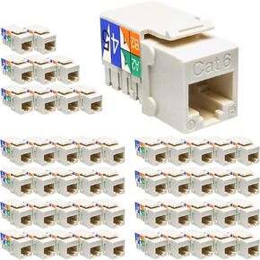 Cat.6 RJ45 110 Type Keystone Jack (50-Pack, White)
