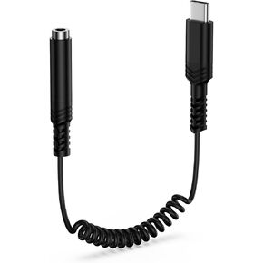 S25 Edge Headphone Jack Adapter for Samsung Galaxy S25 Edge Ultra A16 5G A36, 1.4FT Coilded USB C to 3.5mm Audio Adapter Aux Cord for Samsung Galaxy S25 Ultra A26 A56 A35 Type C to Earbuds Jack Cable