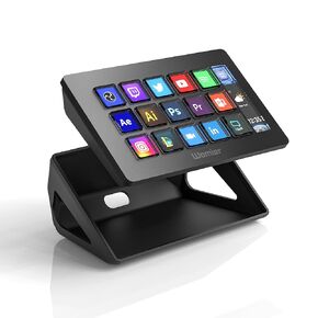 D15 Stream Controller, Production Console for Livestream Audio Video Design, 15 Custom Macro LCD Keys, 1 Side Info Screen Display, Trigger Actions in OBS Studio Streamlabs Twitch YouTube, Black