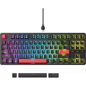 Keychron C3 Pro QMK/VIA Custom Mechanical Keyboard, Hot Swappable Programmable 87 Keys Compact TKL Layout Gasket Mount, RGB Backlight Wired Gaming Keyboard with Brown Switches for Mac/Windows/Linux