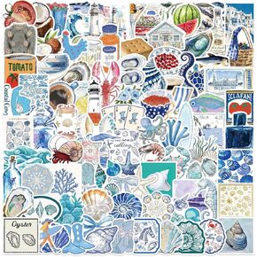 100Pcs Aesthetic Ocean Stickers for Laptop, Kindle, Scrapbooking, Journal, Suitcase, Skateboard, Water Bottle, Notebooks, Waterproof Vinyl Fantasy Anime Decals