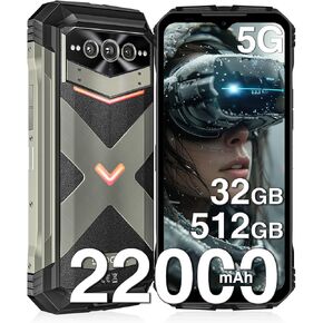 DOOGEE V Max Pro 5G Rugged Smartphone,22000mAh 32GB+512GB/TF 2TB Rugged Phone Unlocked Android 14,108MP+20MP Rugged Cell Phone,6.58" FHD+120Hz IPS Screen,IP68/IP69K Waterproof Phone,NFC/Face ID/WIFi 6