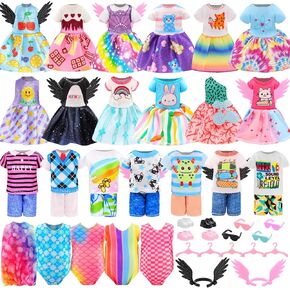 Miunana 12 PCS 5.3 Inch Girl Doll Clothes Dress Outfits and Shoes for Chelsea Girl Doll Clothing with 2 Pairs of Shoes for 4-6 Inch Chelsea Girl Dolls Clothes and Accessories Doll Top and Pants