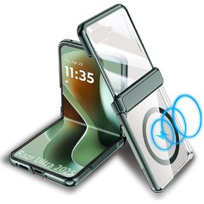 for Motorola Razr 2025 / Razr 2024 Case Clear with Hinges Protection & Plated Frame & Built-in Front Screen Protector (Black, Razr 2025/2024)