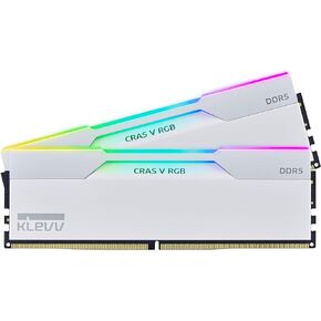 KLEVV CRAS V RGB DDR5 64GB (2x32GB) 6400MHz CL32 A-DIE 1.35V Gaming Desktop Ram Memory SK Hynix Chip XMP 3.0 / AMD Expo Ready - White (KD5BGUA80-64A320J)