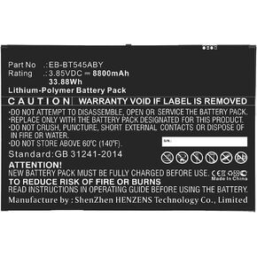 Synergy Digital Tablet Battery, Compatible with Samsung EB-BT545ABY Tablet, (Li-Pol, 3.85V, 8800mAh) Ultra High Capacity, Replacement for Samsung EB-BT545ABY Battery
