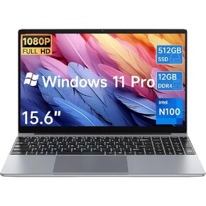 2025 أحدث جهاز كمبيوتر محمول 15.6 بوصة ، Windows 11 PRO LAPTOP COMPUTER ، RAM 12GB ، 512GB SSD ، Intel Celeron N100 ، FHD 1920X1080 Display ، WIFI Dual-Band ، Bluetooth 4.2 ، 4K Video ، Type-C ، 7.6V/6500MAH Battery