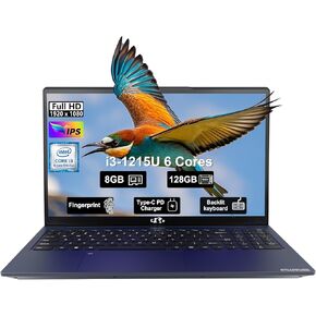 NIMO 15.6" IPS FHD-Business-Laptop, Intel 6 Core i3-1215U 16GB RAM 1TB SSD (Beat i5-1135G7, Up to 4.4GHz) Computer with Backlit Keyboard Fingerprint 65W Type C Wi-Fi 6 Numpad Win 11