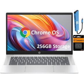 HP Chromebook 14 Business & Students Laptop (Intel 4-Core Pentium N6000, 4GB RAM, 256GB Storage (128GB UFS+128GB SD Card), 14" Anti-Glare) 12-Hr Long Battery Life, IST HUB, Webcam, Wi-Fi 6, Chrome OS