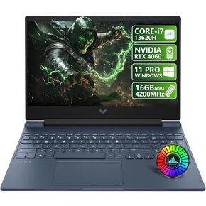 HP Victus 15 Gaming Laptop, 15.6" FHD 144Hz Display Portatil Gamer, Core i7-13620H, NVIDIA GeForce RTX 4060,32GB RAM 2TB SSD, Lifetime Windows 11 Pro and Office Pro with Sound-Controlled Light