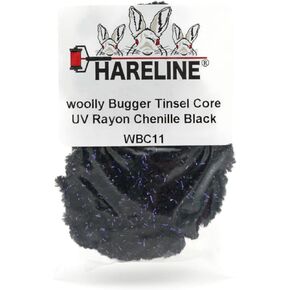 Hareline Wooly Bugger Tinsel Core UV Rayon Chenille #11 Black