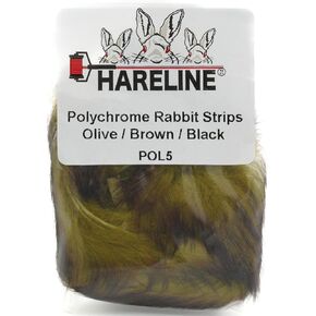 Hareline Polychrome Rabbit Strips #5 Olive/Brown/Black