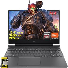 HP Victus 15 Gaming Laptop 15.6" FHD IPS 144Hz (AMD FreeSync Premium) AMD 6-core Ryzen 5 7535HS 16GB DDR5 512GB SSD Radeon RX 6550M (>RTX3050) Backlit USB-C Fast Charge Win11 w/ICP Accessory