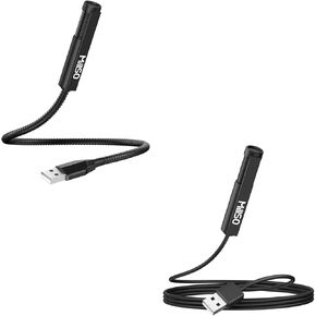 MillSO Bundle Portable USB Gooseneck Microphone + PC External USB Lavalier Microphone - 1.5m/4.9ft