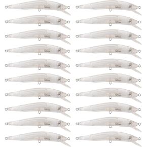 OriGlam 20pcs Blank Unpainted Minnow Crankbait, Blank Crankbaits Topwater Fishing Lures, Unpainted Lure Minnow for Bass Salmon Trout