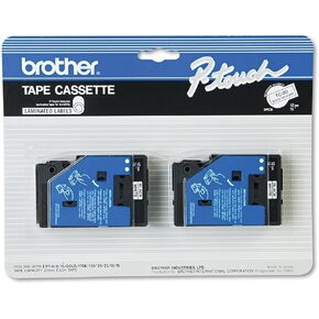 2/Pack 1/2" (12mm) Black on White TC Tape for Brother PT-12, PT12 Label Maker