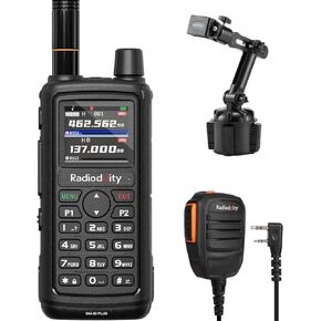 Radioddity GM-30 Plus GMRS Handheld Radio, GMRS Repeater Capable, NOAA/UHF/VHF/Airband Scanner & Receiver with 1000 Channels, GPS Tracking, 2500mAh Battery USB-C Charging, w/ RS22 Speaker Mic & RH1