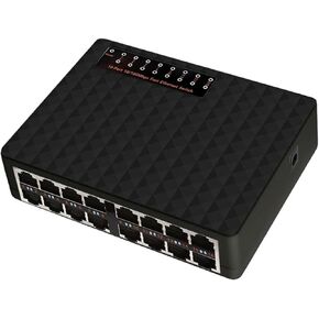 16-Port 10/100Mbps Network Switch Fast Ethernet Smart Switch High-Performance RJ45 Hub Internet Splitter(US Plug 16Port)