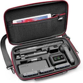 SYMIK Carrying Case for Insta360 X5, Anti-Water Splash, Anti-Shock Compact Travel Bag w/Shoulder Strap, Handy Handle and Pocket, Protective Storage Nylon Case for Insta 360 X5 Accessories (S320-XV2)
