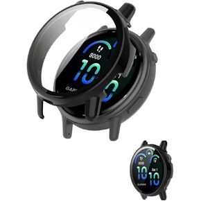 Case for Garmin vívoactive 6, Protective Cover Smart Watch,Built-in 9H Tempered Glass Film, Hard PC,Easy to Install,Screen Protector for Garmin vivoactive 6(Black)