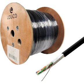 LOGICO Cat5e Shielded Cable 1000ft STP/FTP Ethernet Network Direct Burial CCA 23AWG