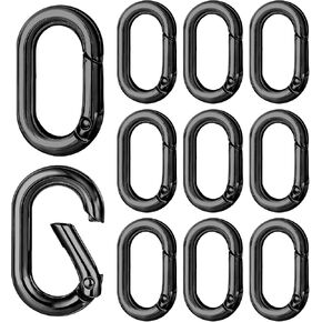10 Pack Small Carabiner Clip, 1 Inch Tiny Black Oval Carabiner Spring Snap Hook for Keychain Car Key Rings Hook Dog Tag Clips Purse Keychain Replacement
