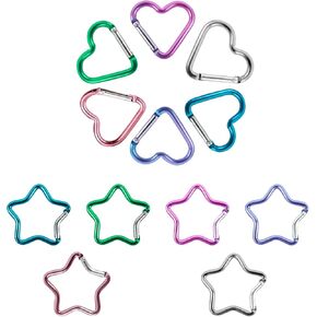 12 PCS Star Heart Carabiner, Cute Carabiner Clip for Keys
