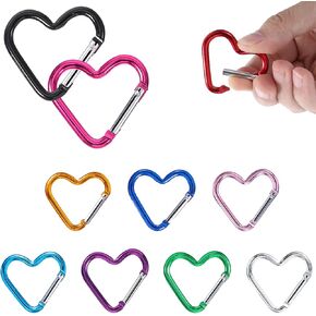 10pcs Heart Carabiner,Cute Carabiner Metal Heart Key Clips for Keychains for Camping Accessories Backpack Water Bottle Key