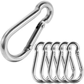 304 Stainless Steel Carabiners，M6 Carabiners Clips for Camping,Swing,Hiking,Hammock,Water Bottle, Backpack