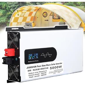 5000W Pure Sine Wave Power Inverter 12V 24V 48V 60V 72V DC to 110V 220V AC Voltage Converter with LCD Display, for Home/RV/Truck/Car/Camping/Solar,72V5000W