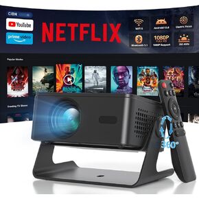 Projector with WiFi and Bluetooth, Outdoor Movie Projector for Home Theater UP to 200" Display, for HDMI/USB/iOS/Android/Laptop/TV Stick