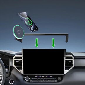 Car Phone Holder for 2022-2025 Toyota Tundra/2023 2024 2025 Toyota Sequoia Accessories 15W Fast Wireless Charger Screen Fixed Clip Cell Phone Mount Hands-Free 360 Degree Rotation(14 Inch)