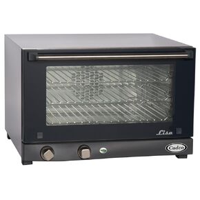 Cadco OV-013 23-5/8" Half-Size Countertop Convection Oven for Restaurant Hotel Food Truck Concession Kiosk, (3) Half-Size Sheet Pan Capacity and Manual Controls, Stainless Steel, 120V, NSF