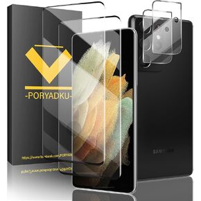 2+2 Pack Designed for Samsung Galaxy S21 Ultra Screen Protector, Impact-Resistant, Ultrasonic Fingerprint Compatible, Easy Installation, 3D Curved for Screen Protectors S21 Ultra 5G