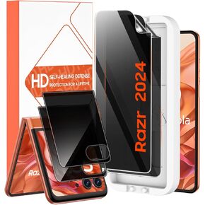 for Motorola Razr 2025/ Razr 2024 Screen Protector, [With Mounting Kit] Inner Soft TPU and 2 Pack for Tempered Glass Front Screen Protector, Ultra HD, No bubbles, No Creases，Newbie Friendly